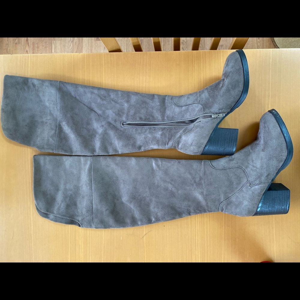 Knee high gray boots